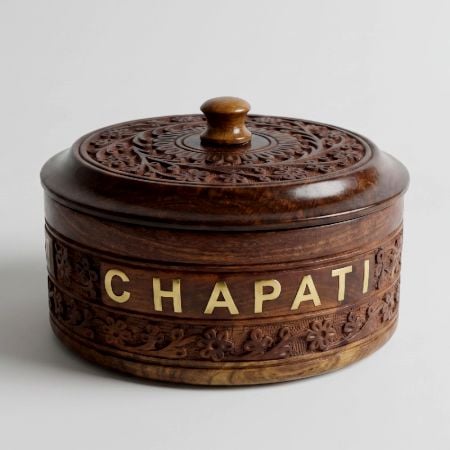 Handcrafted Sheesham Wood Carved Chapati Box